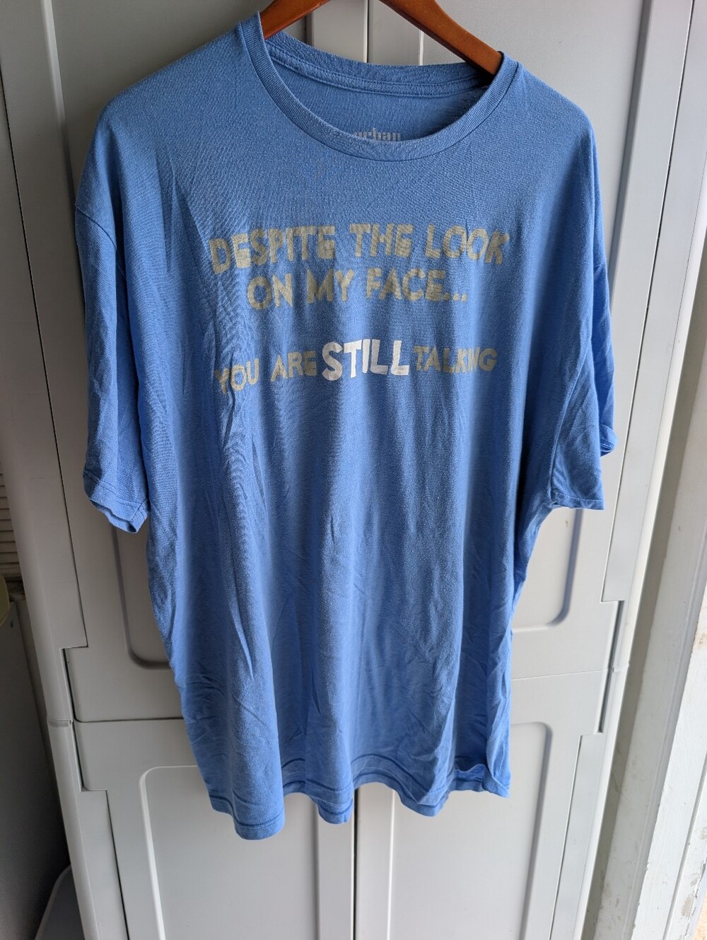 Urban Expressions Light Blue 'Despite The Look On My Face' Short Sleeve T-shirt